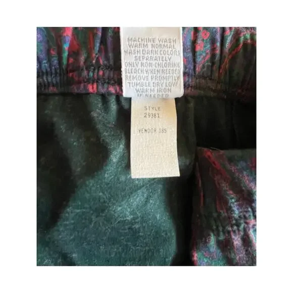 Vintage 90s Lands’ End Cotton Paisley A-Line Maxi Skirt Pockets Women's S/M - Picture 9 of 9